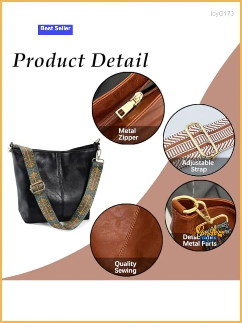 Vegan Leather Hobo Crossbody Bag with Zipper Shoulder Purse for Women